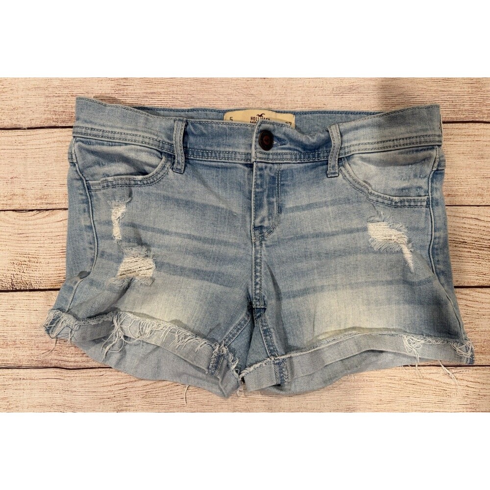 Hollister Distressed Jean Denim Midi Shorts Roll Up Pants Women’s/ Junior 5/27